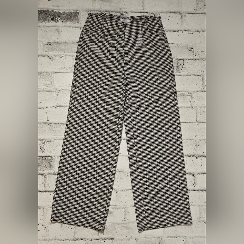 Ricki’s Houndstooth Dress Pants Women’s Size 2 Side Zip Classic Wide Leg